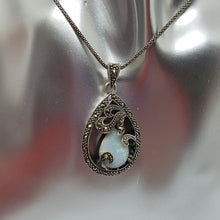 Load image into Gallery viewer, Sterling Silver Opal and Marcasite Pendant
