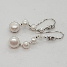 Load image into Gallery viewer, Sterling Silver Freshwater Pearl and CZ Drop Earrings
