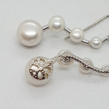 Load image into Gallery viewer, Sterling Silver Freshwater Pearl and CZ Drop Earrings
