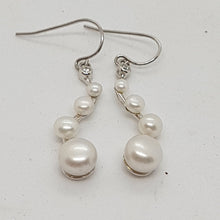 Load image into Gallery viewer, Sterling Silver Freshwater Pearl and CZ Drop Earrings
