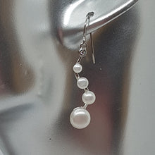 Load image into Gallery viewer, Sterling Silver Freshwater Pearl and CZ Drop Earrings
