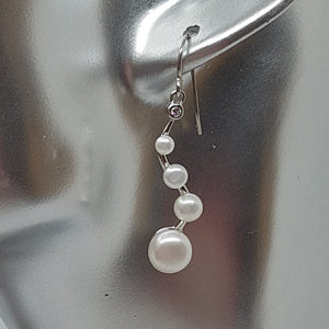 Sterling Silver Freshwater Pearl and CZ Drop Earrings