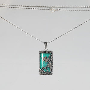 Sterling Silver Turquoise Marcasite Pendant