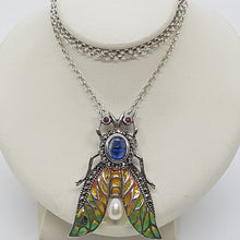 Load image into Gallery viewer, Sterling Silver Sapphire,Ruby,Plique a Jour Bug Pendant/Brooch
