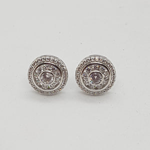 Sterling Silver White CZ Stud Earrings