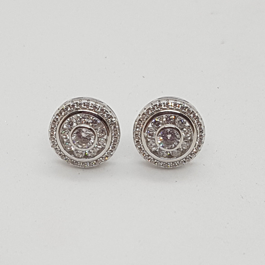 Sterling Silver White CZ Stud Earrings