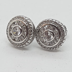 Sterling Silver White CZ Stud Earrings