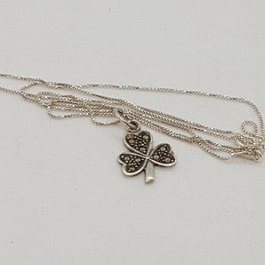 Sterling Silver Marcasite Shamrock Pendant