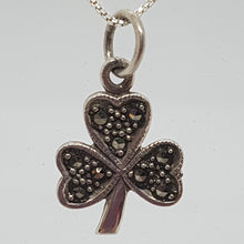 Load image into Gallery viewer, Sterling Silver Marcasite Shamrock Pendant
