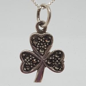 Sterling Silver Marcasite Shamrock Pendant