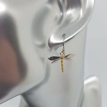 Load image into Gallery viewer, Sterling Silver and Gold Plated Dragonfly Earrings
