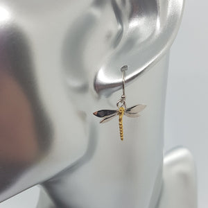 Sterling Silver and Gold Plated Dragonfly Earrings