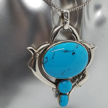 Load image into Gallery viewer, Vintage Sterling Silver Turquoise Pendant
