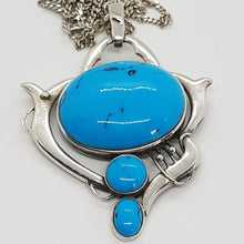 Load image into Gallery viewer, Vintage Sterling Silver Turquoise Pendant
