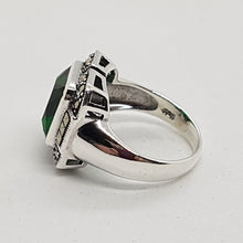 Load image into Gallery viewer, Sterling Silver Green Stone Marcasite Ring
