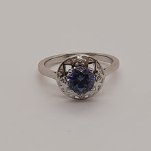 Load image into Gallery viewer, Sterling Silver Tanzanite and White CZ Ring
