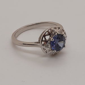 Sterling Silver Tanzanite and White CZ Ring