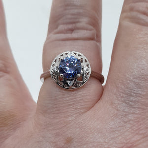 Sterling Silver Tanzanite and White CZ Ring