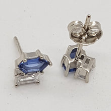 Load image into Gallery viewer, Sterling Silver Tanzanite and White CZ Stud Earrings
