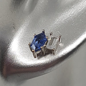 Sterling Silver Tanzanite and White CZ Stud Earrings