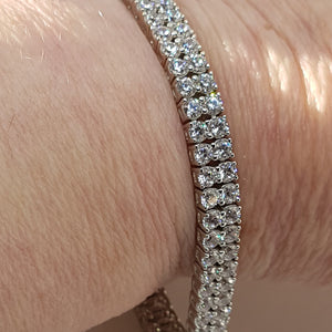 Sterling Silver Double Row CZ Tennis Bracelet