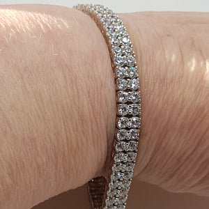 Sterling Silver Double Row CZ Tennis Bracelet