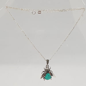 Sterling Silver Turquoise and Marcasite Bee Pendant