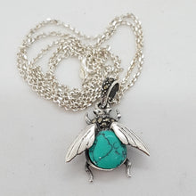 Load image into Gallery viewer, Sterling Silver Turquoise and Marcasite Bee Pendant

