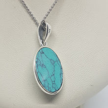 Load image into Gallery viewer, Sterling Silver Turquoise Marcasite Pendant
