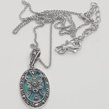 Load image into Gallery viewer, Sterling Silver Turquoise Marcasite Pendant
