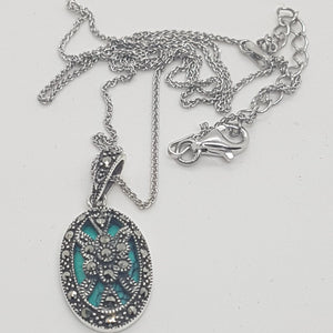 Sterling Silver Turquoise Marcasite Pendant