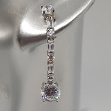 Load image into Gallery viewer, Sterling Silver White CZ Drop Earrings
