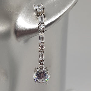 Sterling Silver White CZ Drop Earrings