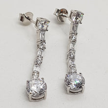 Load image into Gallery viewer, Sterling Silver White CZ Drop Earrings
