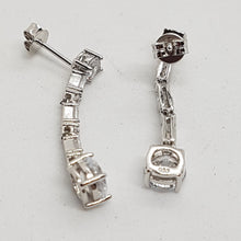 Load image into Gallery viewer, Sterling Silver White CZ Drop Earrings
