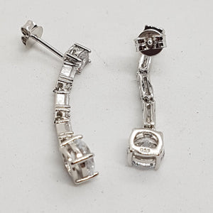 Sterling Silver White CZ Drop Earrings