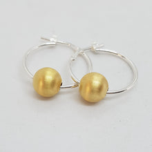 Load image into Gallery viewer, Sterling Silver Yellow Gold Plated Ball Hoop Earrings
