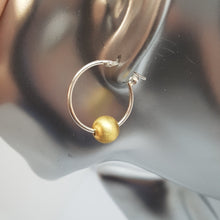 Load image into Gallery viewer, Sterling Silver Yellow Gold Plated Ball Hoop Earrings
