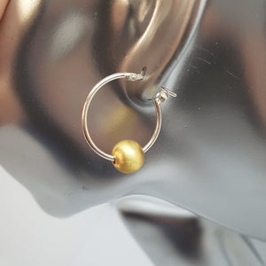 Sterling Silver Yellow Gold Plated Ball Hoop Earrings